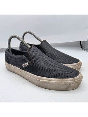 Vans Classic Slip On Womens Size 7.5 Black Perforated Casual Sneaker Shoes